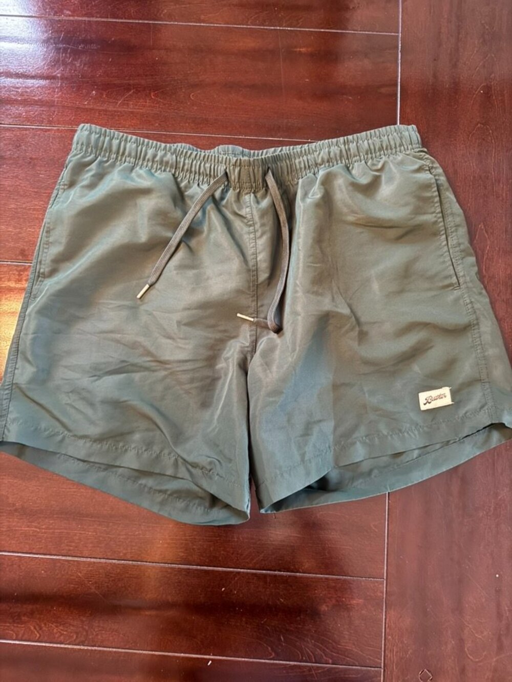Mens Green Drawstring Casual Shorts/Swim Trunks